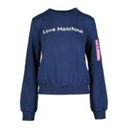 Love Moschino Bomullstickad Tröja Blue, Dam