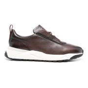 Santoni Italienska lädersneakers Brown, Herr