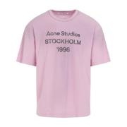 Acne Studios Logo T-shirt i Cotton Candy Pink Pink, Herr