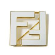 Fendi Vintage Pre-owned Metall broscher White, Dam