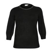 Kaffe Curve Svart Djup Pullover Tröja med Glitterdetalj Black, Dam