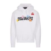 Dsquared2 Vit Pac-Man Hoodie White, Herr