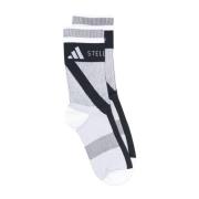 Adidas by Stella McCartney Grå Intarsia-Strikk Logosockor Gray, Dam