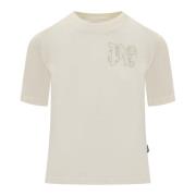 Palm Angels Bomull Crew Neck T-shirt Beige, Dam