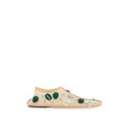 Christopher Esber Mesh Ballerina med Paljettblommor Beige, Dam