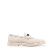 Brunello Cucinelli Vita Läder Mocka Loafers Slip-On Skor Beige, Dam