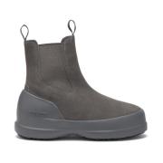 Moon Boot Grå Mocka Platta Skor med Oversized Gummisula Gray, Dam