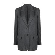 Brunello Cucinelli Kashmir Enkelknäppt Blazer Jackor Gray, Dam