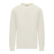 Jil Sander Sweater CN LS - Stilfull Stickad Tröja Beige, Herr