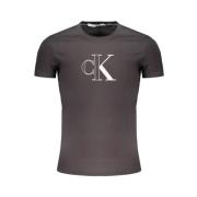 Calvin Klein Svart Bomull T-shirt med Print Logo Black, Herr