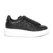 Alexander McQueen Svart Glitter Låg-Top Lädersneakers Black, Dam