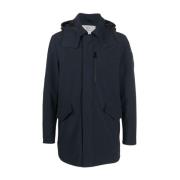 Woolrich Blå Softshell Chevron Jacka med Avtagbar Huva Blue, Herr