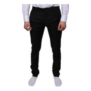 Dolce & Gabbana Svart Ull Skinny Klänning Formella Byxor Black, Herr