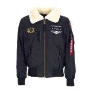 Alpha Industries Svart Air Force Jacka med Pälskrage Black, Herr