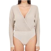 Elisabetta Franchi Snygg Top Rope Blus Beige, Dam