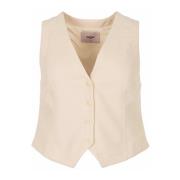 Freebird Beige Ärmlös Gilet med Glitter Beige, Dam