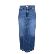 DNM Pure Denim Broderad Långkjol Blue, Dam