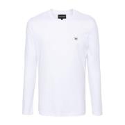 Emporio Armani Vit Bomull Långärmad Rund Hals T-shirt White, Herr