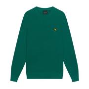 Lyle & Scott Bomull Rund Hals Tröja Green, Herr