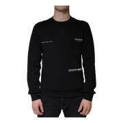 Dolce & Gabbana Svart Logo Print Crew Neck Sweatshirt Black, Herr