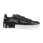 Dolce & Gabbana Svarta läder låga sneakers Black, Dam