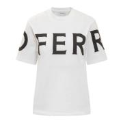 Salvatore Ferragamo Maxi Logo Kortärmad T-shirt White, Dam