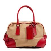 Prada Vintage Pre-owned Canvas axelremsvskor Red, Dam