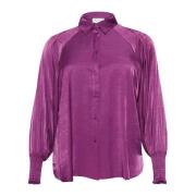 Kaffe Curve Elegant Puffärm Blus Gloxinia Purple, Dam