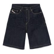 Diesel Blå Denim Knälång Shorts Blue, Dam