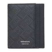 Salvatore Ferragamo Bi-fold Plånbok med Silverlogotyp Black, Herr