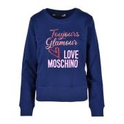 Love Moschino Bomullstickad Tröja Blue, Dam