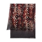 Just Cavalli Djurmönstrad Modal Scarf Röd Red, Dam