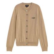 A.p.c. Elegant Ruth Cardigan med Nacre Knappar Beige, Dam