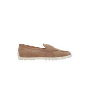 Tod's Brun Mocka Penny Loafer Skor Beige, Dam