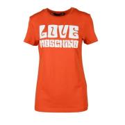 Love Moschino Bomull T-shirt med Snygg Design Orange, Dam