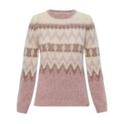 Woolrich Fair Isle Rund Hals Tröjor Pink, Dam