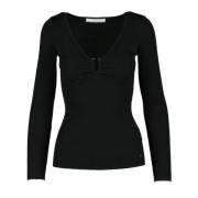 Guess Stilfull Viskosblandning Spandex Topp Black, Dam