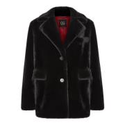 Cesare Gaspari Chic Faux Fur Coat Niuvis - Svart Black, Dam