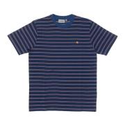 Carhartt Wip Randig Crew Neck Tee Shirt Blue, Herr