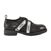 Love Moschino Lädersneakers med gummisula Black, Dam