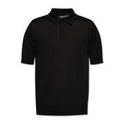 Dolce & Gabbana Sidenspolo med broderat logotyp Black, Herr