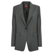 Max Mara Studio Grå Ull Blazer Pinstripe Mönster Gray, Dam