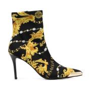 Versace Jeans Couture Barocktryck Metall Detalj Ankelstövlar Multicolo...