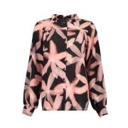 Geisha Svart & Rosa Tryck Blus Multicolor, Dam