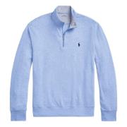 Ralph Lauren Blandad bomull half zip stickad tröja Blue, Herr