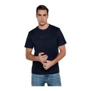 Guess Blå Rund Hals Bomull T-shirt Blue, Herr