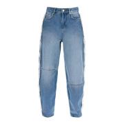 Ganni Jeans med vida ben och slitna kanter Blue, Dam