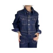 Victoria Beckham Denim Cape Jacka - Indigo Blue, Dam