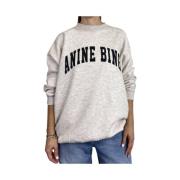 Anine Bing Grå Sweatshirt med Svarta Bokstäver White, Dam