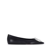 Amina Muaddi Svarta Ballerina Flats Black, Dam